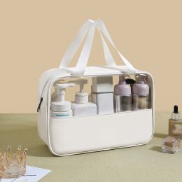 PVC Transparent Cosmetic Bag; Travel Makeup Bag; Large Capacity Travel Toiletry Bag (Color: White L)