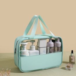 PVC Transparent Cosmetic Bag; Travel Makeup Bag; Large Capacity Travel Toiletry Bag (Color: Blue L)