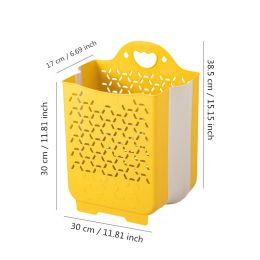 Folding Laundry Basket Bathroom Clothes Storage Organizer Baskets Portable Punch-Free Laundry basket Holder Home Accessories (Color: Yellow L)