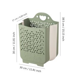 Folding Laundry Basket Bathroom Clothes Storage Organizer Baskets Portable Punch-Free Laundry basket Holder Home Accessories (Color: Green L)