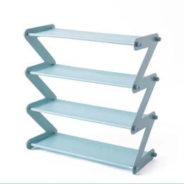 4/5 Tiers Shoe Racks Fabric Shoe Shelf Storage Organizer (Color: Blue)