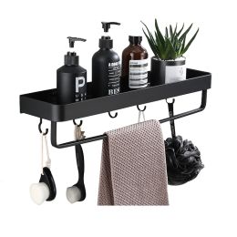 Bathroom Towel Rack with Hook and Rod Apace Aluminum Shelf (size: shelve+hook+rod-23cm)