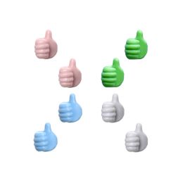 Silicone Thumb Wall Hook Creative Adhesive Thumb Cable Clip Key Hook Wall Hangers for Data Cable Earphone Belt hat Key Storage (Type: 4 Colors 8 packs)