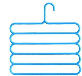 5 Layer Hanger Plastic Multipurpose Kitchen Towels Hanger, Space Saver Cabinet Hanger Multiple Clothe Hanger Tie Shawls Cabinet Organizer (Color: Blue)