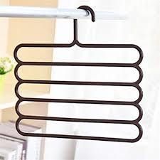 5 Layer Hanger Plastic Multipurpose Kitchen Towels Hanger, Space Saver Cabinet Hanger Multiple Clothe Hanger Tie Shawls Cabinet Organizer (Color: BLACK)