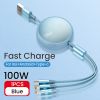 6A 100W 3in1 2in1 Fast USB Cable for Huawei/Honor Retractable Portable 3 in 1 Micro USB Type C Charger Cable For iPhone Samsung