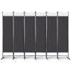 6FT 4-Fold Top With Shape 160g Polyester Cloth Plastic Feet Carbon Steel Frame Foldable Screen Black