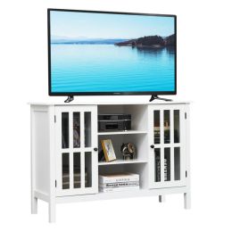 Wooden TV Stand Console Cabinet for 50 Inches TV (Color: White)