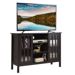 Wooden TV Stand Console Cabinet for 50 Inches TV (Color: BROWN)