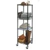 4 Shelf Steel Wire Shelving Tower with Caster 16"Dx16"Wx57.4"H