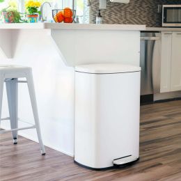 13.2 Gallon Trash Can;  Rectangular Step On Kitchen Trash Can (Color: White)