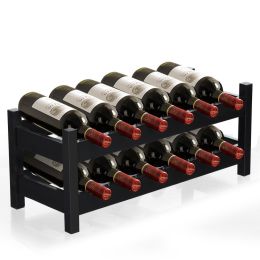 Kitchen Natural Bamboo Products Wine Rack Display Storage Holder  Shelf (Color: BROWN)