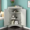 Triangle Bathroom Storage Cabinet with Adjustable Shelves;  Freestanding Floor Cabinet for Home Kitchen