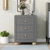 Modern Upholstered Storage Nightstand with 3 Drawers,Natural Wood Knobs