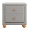 Modern Upholstered Storage Nightstand with 2 Drawers,Natural Wood Knobs