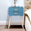 Set of 2 Double Drawer Wooden Handle Bedside Table XH