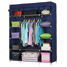 5-Layer 12-Compartment Non-woven Fabric Wardrobe Portable Closet Storage Shelf (Color: Blue)