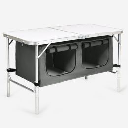 Height Adjustable Folding Camping  Table (Color: gray)