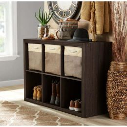 6 cube storage boxes; bookshelves; display cabinets; storage cabinets (Color: Tobacco Oak)