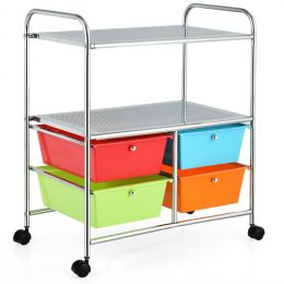 4 Drawers Shelves Rolling Storage Cart Rack (Color: Multicolor)