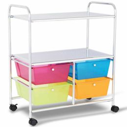 4 Drawers Shelves Rolling Storage Cart Rack (Color: Transparent Multicolor)