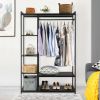 Stand Alone Wardrobe Organizer; Suspender Wardrobe Hanger And Multiple Storage Racks; Heavy Metal Wardrobe Storage Hanger For Bedroom - Black