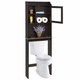 Modern Over The Toilet Space Saver Organization Wood Storage Cabinet for Home;  Bathroom - Espresso (Color: Espresso)