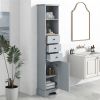 BathTall Bathroom Cabinet;  Freestanding Storage Cabinet with 3 Drawers and Adjustable Shelf;  MDF Board with Painted Finish