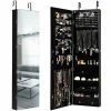 JewelryWall and Door Mounted Mirrored Jewelry Cabinet with Lights