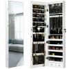 JewelryWall and Door Mounted Mirrored Jewelry Cabinet with Lights