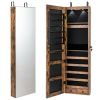 JewelryWall and Door Mounted Mirrored Jewelry Cabinet with Lights