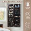 JewelryWall and Door Mounted Mirrored Jewelry Cabinet with Lights