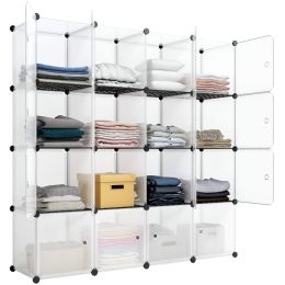 16-Cube Storage Shelf Cube Shelving Bookcase Bookshelf Organizing Closet Toy Organizer Cabinet RT (Color: White)