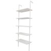 5-Shelf Wood Ladder Bookcase with Metal Frame Industrial 5-Tier Modern Ladder Shelf