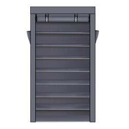 10 Tiers Shoe Rack with Dustproof Cover Closet Shoe Storage Cabinet Organizer RT (Color: gray)