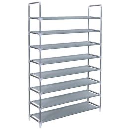 100cm Ultra Large Capacity 8 Layers Non-woven Fabrics & Steel Shoe Rack (Color: gray)