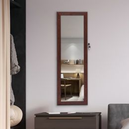 Jewelry Storage Mirror Cabinet  For Living Room Or Bedroom (Color: BROWN)