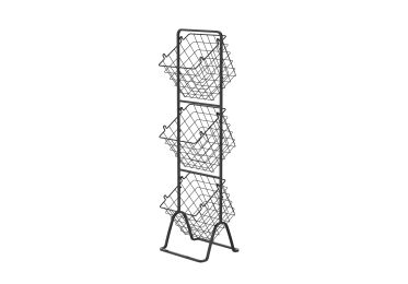 Oceanstar 3-Tier Metal Wire Storage Basket Stand with Removable Baskets â€“ Black (3FBS1842: 3FBS1842)