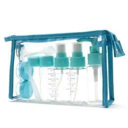 Travel PET Plastic Storage Bottle 11-piece Set (Option: 11 Piece Set-Blue)