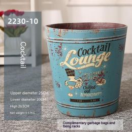 American Retro Industrial Style Large Size Creative Personalized Trash Can (Option: Royal Blue Cocktail)