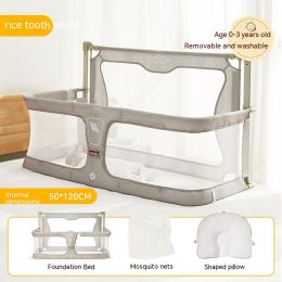 Newborn Multifunctional Small Bed Portable Protective Grating (Option: Light Luxury Rice White Teeth)