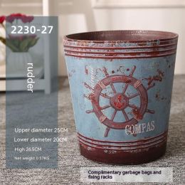 American Retro Industrial Style Large Size Creative Personalized Trash Can (Option: Rudder Model)