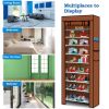 10 Tiers DIY Shoe Cabinet Dustproof Easy Assemble Tidy Shoe Rack Non-Woven Fabric Holding 27 Pair Shoes Brown