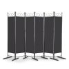 6FT 4-Fold Top With Shape 160g Polyester Cloth Plastic Feet Carbon Steel Frame Foldable Screen Black