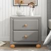 Modern Upholstered Storage Nightstand with 2 Drawers,Natural Wood Knobs