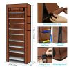 10 Tiers DIY Shoe Cabinet Dustproof Easy Assemble Tidy Shoe Rack Non-Woven Fabric Holding 27 Pair Shoes Brown