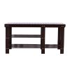 90cm Strip Pattern Tiers Bamboo Stool Shoe Rack with Boots Compartment RT