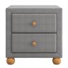 Modern Upholstered Storage Nightstand with 2 Drawers,Natural Wood Knobs