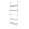 5-Shelf Wood Ladder Bookcase with Metal Frame Industrial 5-Tier Modern Ladder Shelf