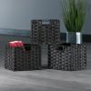 Melanie 3-Pc Foldable Woven Fiber Basket Set; Chocolate